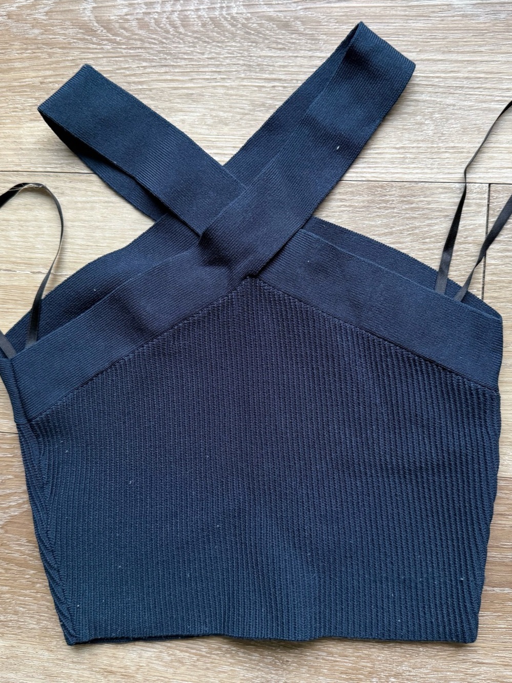 Babaton Sculpt Knit Criss-Cross Bustier Tank Black